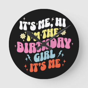 Its Me Birthday Party Girls Round Clock