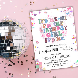 Its me, Hi Groovy Disco Eras Birthday Party Invitation
