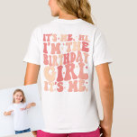 Its Me Hi Im the Birthday Girl Its Me Personalised T-Shirt<br><div class="desc">Celebrate the birthday girl's special day with the "It's Me, Hi! I'm the Birthday Girl" Personalised T-Shirt – a delightful and trendy choice for kids who love pretty pink coral peachy peach styles! This kids' shirt is not just an outfit; it's a statement piece that makes the birthday girl the...</div>