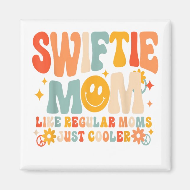 It's Me Hi I'm The Cool Mum It's Me Retro Groovy M Magnet (Front)