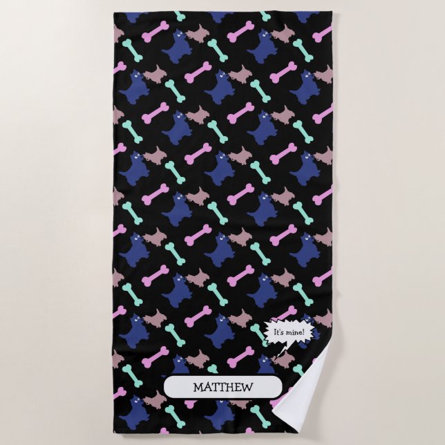 It's mine Scottish Terrier personalised Beach T Beach Towel (Front)