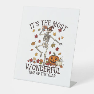 Its Most Wonderful Dancing Skeleton Halloween Witc Pedestal Sign