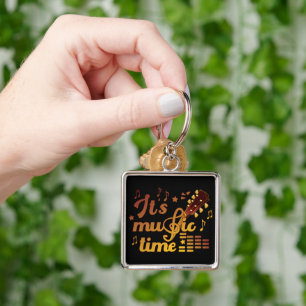 It's Music Time, Gold Guitar Musical  Key Ring