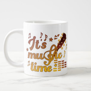 It's Music Time, Gold Guitar Musical  Large Coffee Mug