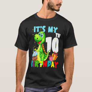 It's My 10th Birthday  10 Year Old Boy  Dinosaur T-Shirt