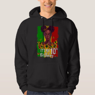 It's My 10th Birthday 10 Years Old Black Melanin W Hoodie