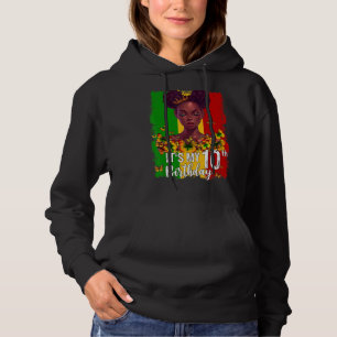 It's My 10th Birthday 10 Years Old Black Melanin W Hoodie