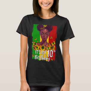 It's My 10th Birthday 10 Years Old Black Melanin W T-Shirt