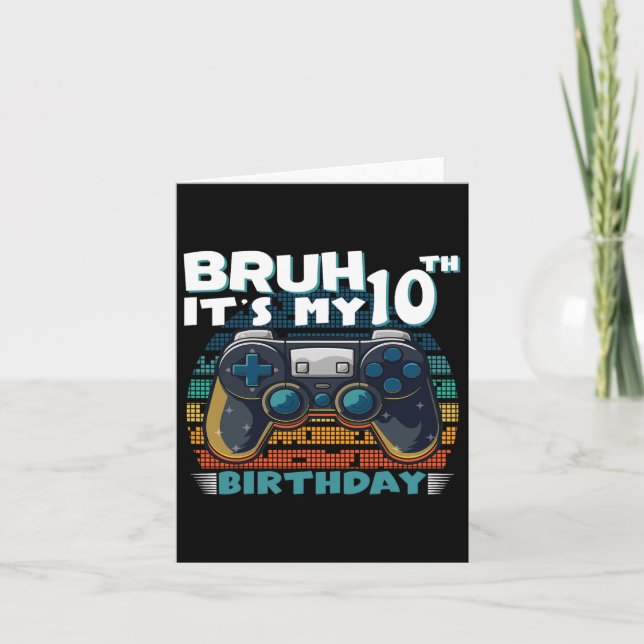 It's My 10th Birthday 10 Years Old Cool Video Game Card (Front)