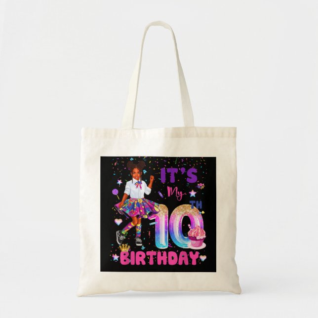 Its My 10th Birthday African American Black Girl 1 Tote Bag (Front)