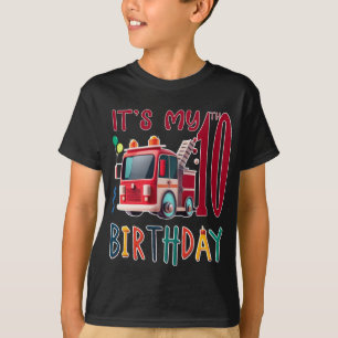 it's my 10th birthday boy firefighting Kids Fire T-Shirt