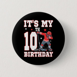 It's My 10th Birthday Boy Ice Hockey Dabbing 10 Ye 6 Cm Round Badge