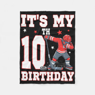 It's My 10th Birthday Boy Ice Hockey Dabbing 10 Ye Fleece Blanket