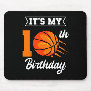 It's My 10th Birthday Bysketbyll Bday Party Celebr Mouse Pad