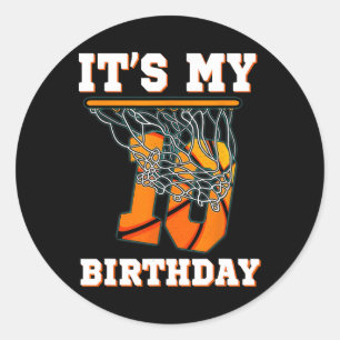 It's My 10th Birthday Bysketbyll Boy Party 10 Year Classic Round Sticker