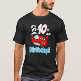It's My 10Th Birthday Cute Aeroplane Toy Aircraft  T-Shirt