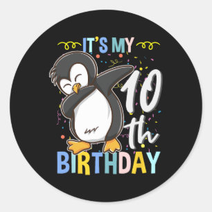 Its My 10th Birthday Dabbing Penguin Classic Round Sticker