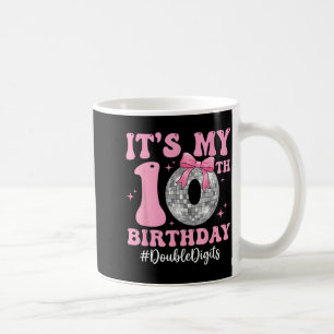 Its My 10th Birthday Girl Double Digits Bow Disco Coffee Mug