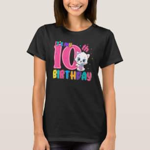 It's My 10th Birthday Girl Funny Cat Birthday 10 Y T-Shirt