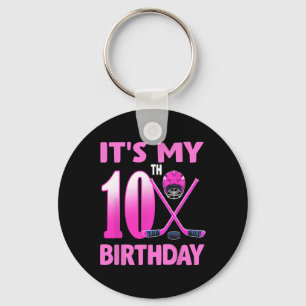 It's My 10th Birthday Girl Ice Hockey 10 Year Old Key Ring