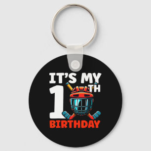 It's My 10th Birthday Hockey Player 10 Years Old K Key Ring