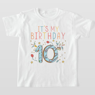 It's My 10th Birthday Party Doughnut Girls Boys Ki T-Shirt