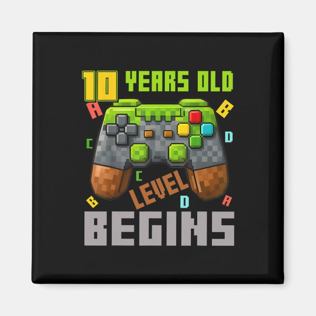 It's My 10th Birthday Pixel Gaming Controller 10 Y Magnet (Front)