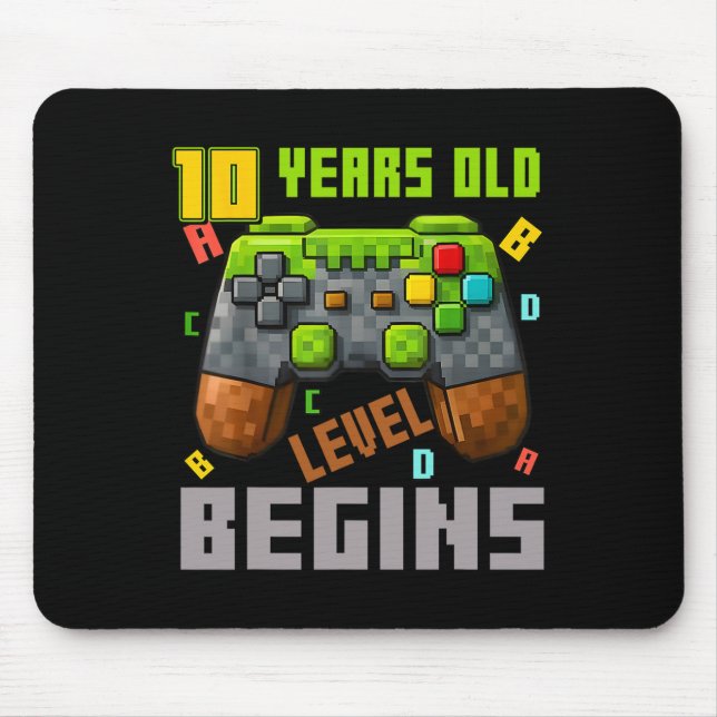 It's My 10th Birthday Pixel Gaming Controller 10 Y Mouse Pad (Front)