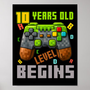 It's My 10th Birthday Pixel Gaming Controller 10 Y Poster