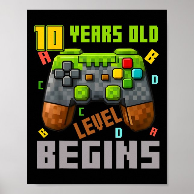It's My 10th Birthday Pixel Gaming Controller 10 Y Poster (Front)