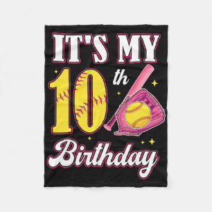 It's My 10th Birthday Softll Girl 10 Year Old Part Fleece Blanket