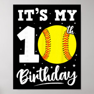 It's My 10th Birthday Softll Ten Year Old Birthday Poster