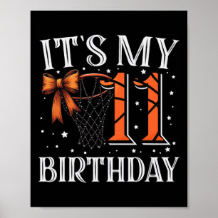 It's My 11 Birthday Sketll Girl Bday Party Daughte Poster