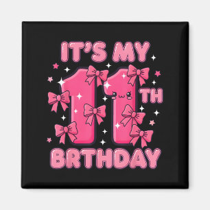 It's My 11th Birthday Coquette Bow Girl Cute 11 Ye Magnet