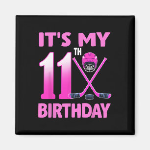 It's My 11th Birthday Girl Ice Hockey 11 Year Old  Magnet