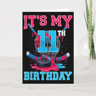 It's My 11th Birthday Hockey 11 Year Old Ice Cream Card