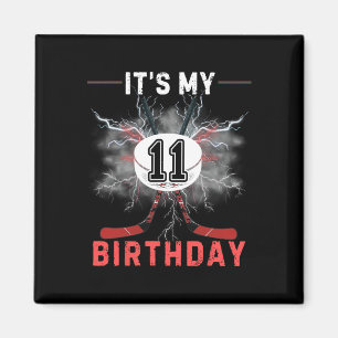 It's My 11th Birthday Hockey Boy Funny Hockey Birt Magnet