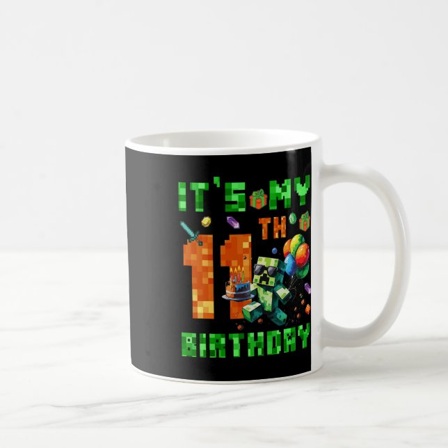 It's My 11th Birthday Pixel Number Video Game Game Coffee Mug (Right)