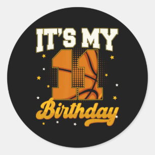 Its My 11th Birthday Sketll Boy 11 Years Old Gifts Classic Round Sticker