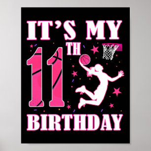 It's My 11th Birthday Sketll Theme 11 Year Old Par Poster