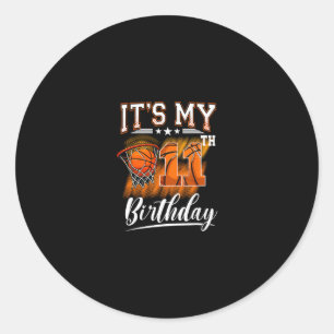It's My 11th Birthday Sketll Theme 11 Years Old Bi Classic Round Sticker