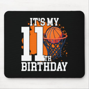 It's My 11th Birthday Sketll Theme 11 Years Old Bi Mouse Pad