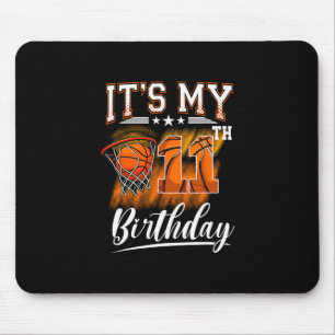 It's My 11th Birthday Sketll Theme 11 Years Old Bi Mouse Pad