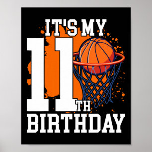 It's My 11th Birthday Sketll Theme 11 Years Old Bi Poster