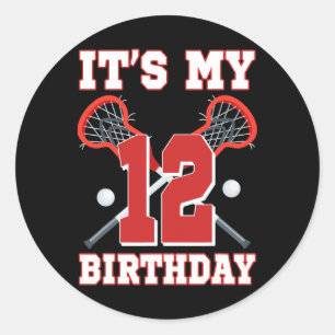 It's My 12th Birthday 12 Year Old Lacrosse Player Classic Round Sticker