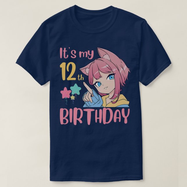 It's My 12th Birthday Anime Birthday Girl 12 Years T-Shirt (Design Front)