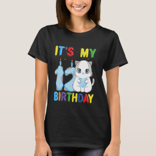 It's My 12th Birthday Boy 12 Year Old Ragdoll Cat T-Shirt