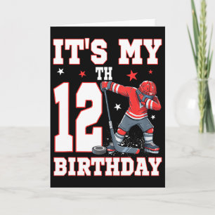 It's My 12th Birthday Boy Ice Hockey Dabbing 12 Ye Card