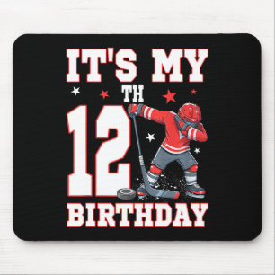 It's My 12th Birthday Boy Ice Hockey Dabbing 12 Ye Mouse Pad