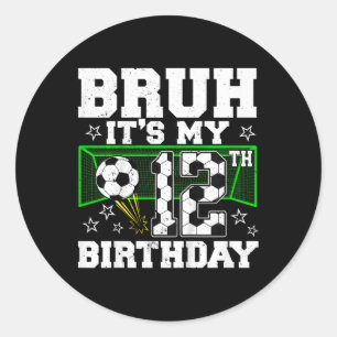 It's My 12th Birthday Boy Soccer 12 Years Old Classic Round Sticker